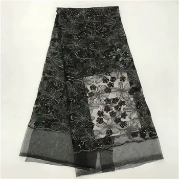 

New French lace fabrics high-quality gauze French fashion lace fabrics African sequins lace fabrics banquet-YF12
