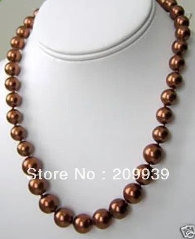 

huij 001194 10mm AAA Chocolate Shell Pearl Necklace 34