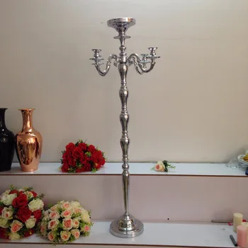 

125cm 49" Silver wedding party road lead decoration Table Chandelier Wedding flower vase Wedding centerpiece candelabra 8pcs/lot