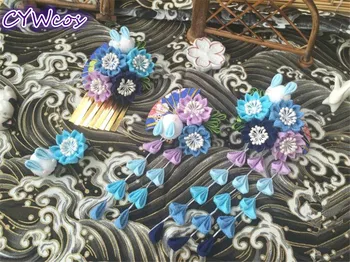 

Lovely Handmade Japanese Flower Headdress Girl Hair Accessories Classica Sakura Yukata Headwear Kimono Tassels Rabbit Hairpin
