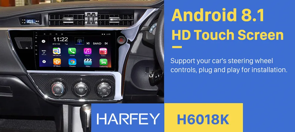 Top Harfey 10.1" Android 8.1 Car Radio Multimedia Player for 2017 Toyota Corolla RHD 3G Wifi Head Unit Support RDS DVR Mirror Link 0