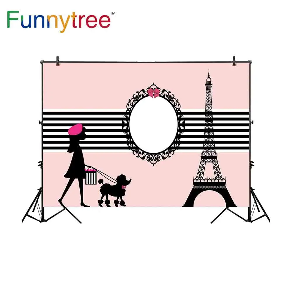 Фон Funnytree для профессиональной фотосъемки с изображением розовой Эйфелевой