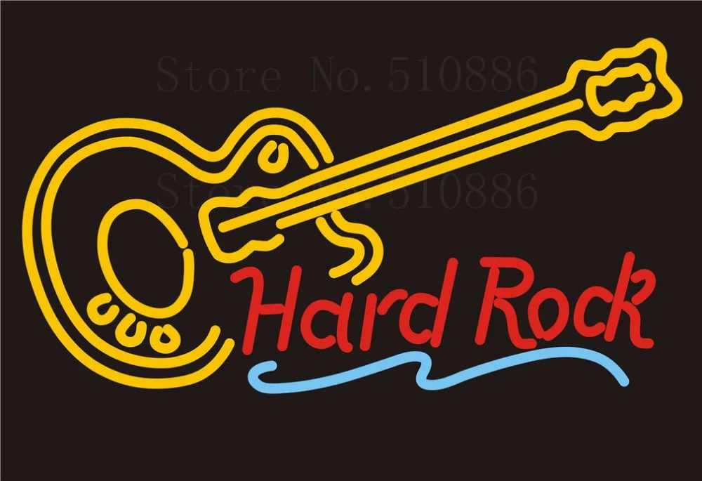 Custom Signage NEON SIGNS For Hard Rock Guitar Music GLASS Tube BAR PUB Signboard Display