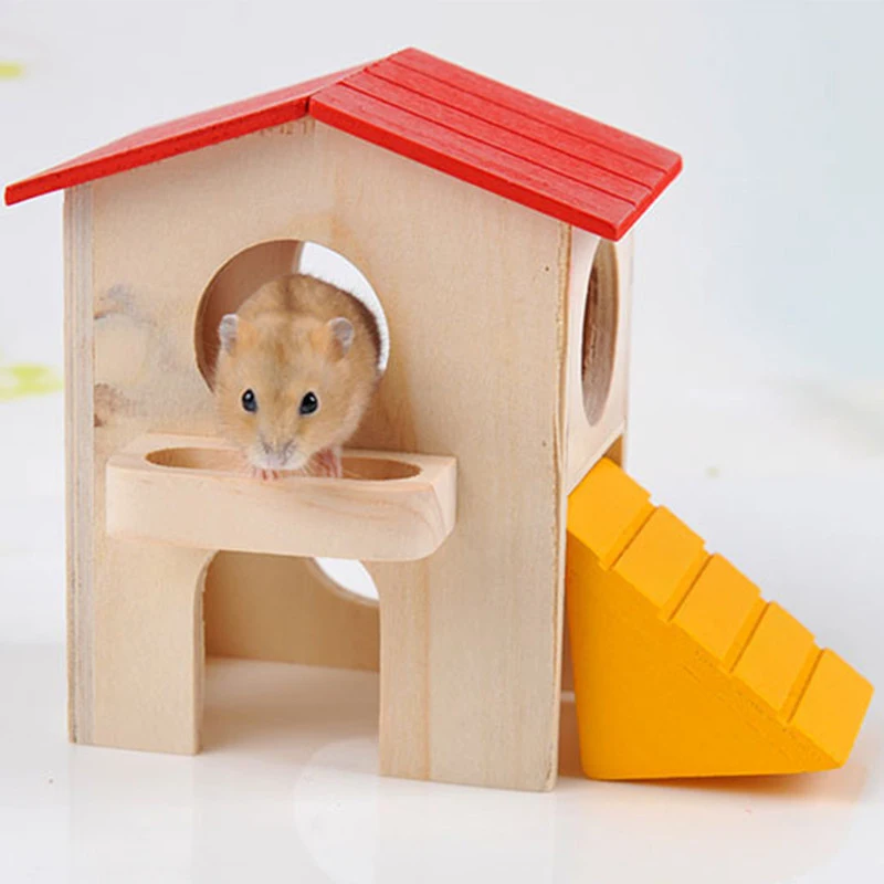 Misterolina Guinea Pig Hamster Cage Natural Wooden Chinchilla Rat Toy