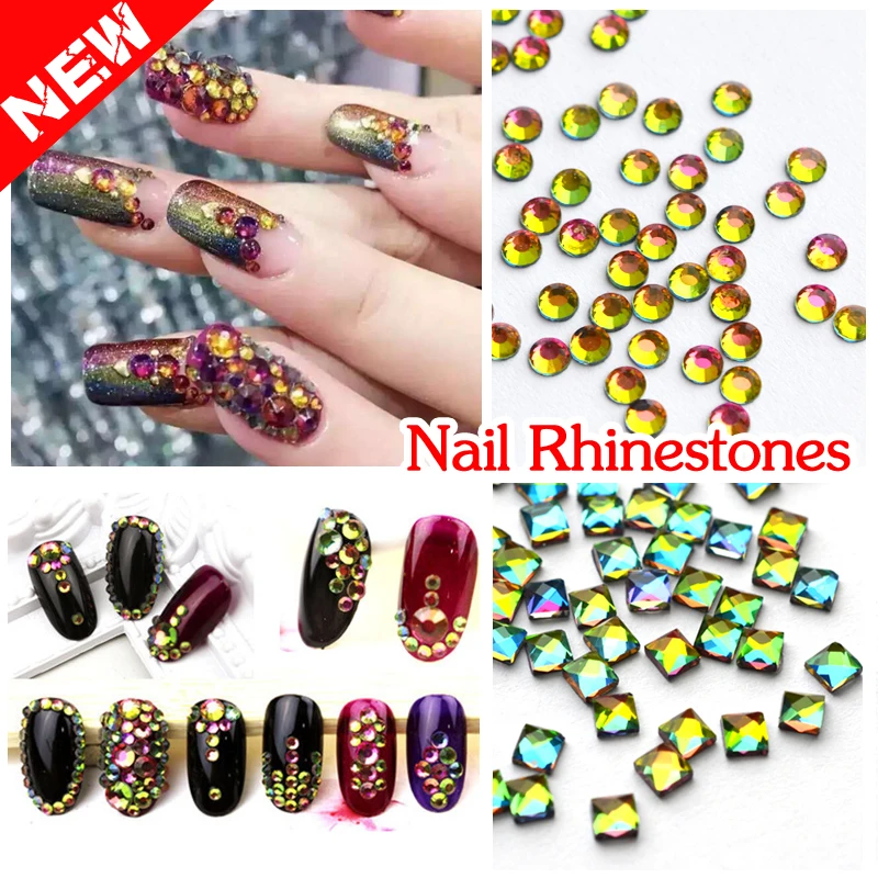 

New Super Shiny Colorful AB Nail Art Rhinestones Flat Back Glitter 3d Nail Decoration Tools