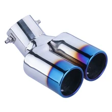 Universal Car Vehicle Exhaust Muffler Steel Tail Pipe:Bending Double Tube(blue)
