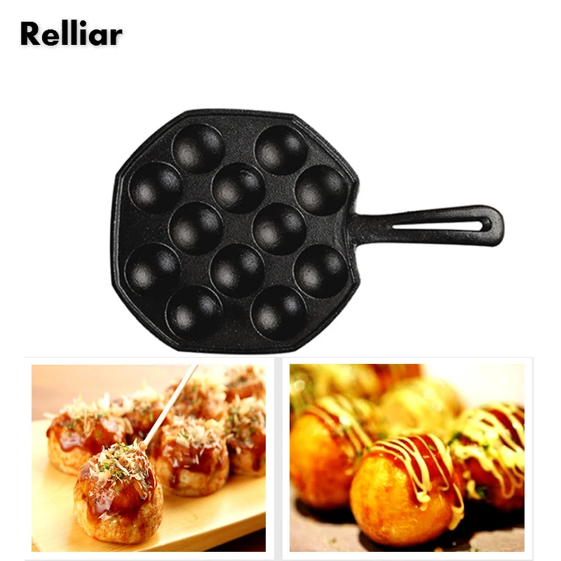 

1pc 12 Cavities Iron Non-stick Takoyaki Grill Pan DIY Octopus Ball/Pancake Maker Baking Mold Takoyaki Pan Cookware