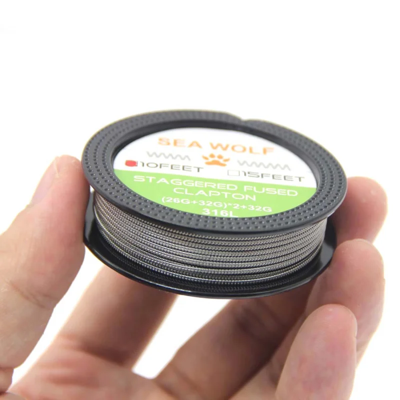 Перестраиваемый Сплавленный провод Clapton SEA WOLF 10 футов SS316L (26GA + 32GA)x2 32GA SS для RDA RBA