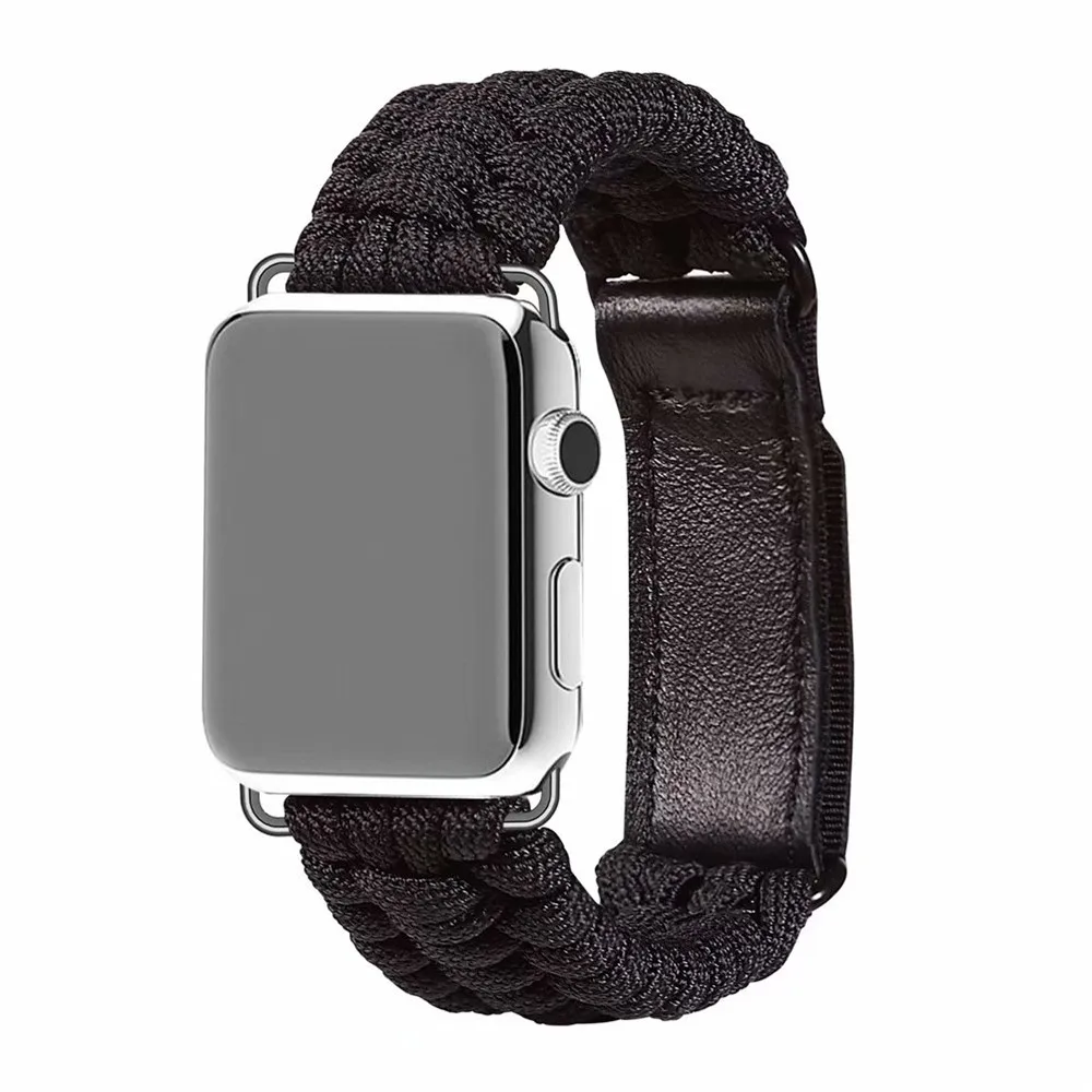 Новое поступление нейлоновый зонтик веревка ремешок для Apple Watch Band 42/38/44/40 мм тканый спортивный браслет серии 5 4 3 2 1 ремень