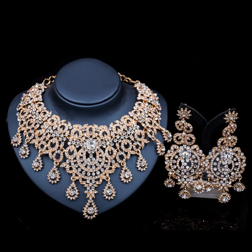 2017 nouveau LAN PALAIS parure bijoux femme mariage nigérian collier et boucles d\u0027oreilles pour