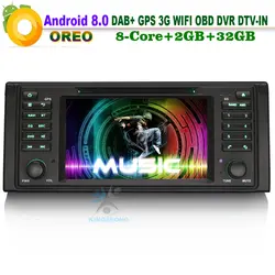 Android 8.0 Авторадио dab + SatNav Wi-Fi 3G DVD Радио DVR OBD автомобиля GPS навигации игрока DTV-IN для BMW 5 серии E39 E53 X5 M5