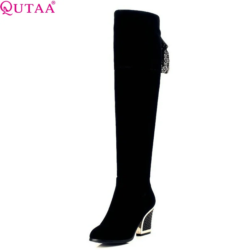 

QUTAA Platform Sexy High Thigh High Women Boots Over The Knee High Heel Shoes Boots size 34-39