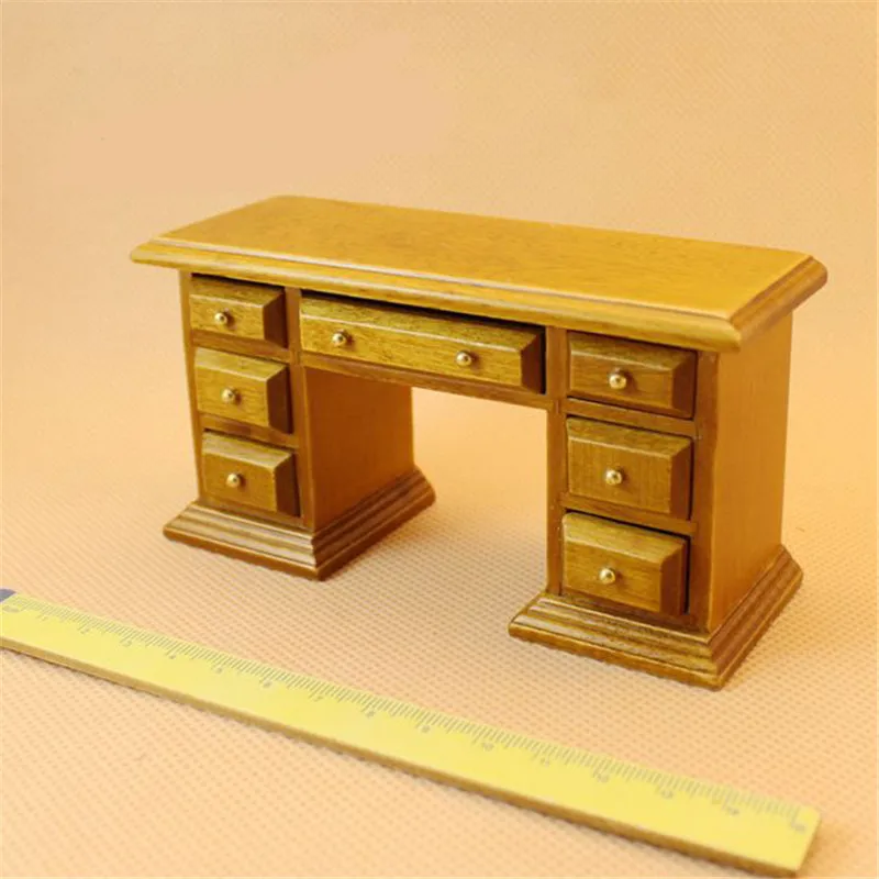 Doub K 1:12 Wooden minature desk & chair for dolls Dollhouse Furniture toy pretend play toys for children girls kids gifts Doub K 1:12 Wooden minature desk & chair for dolls Dollhouse Furniture toy pretend play toys for children girls kids gifts