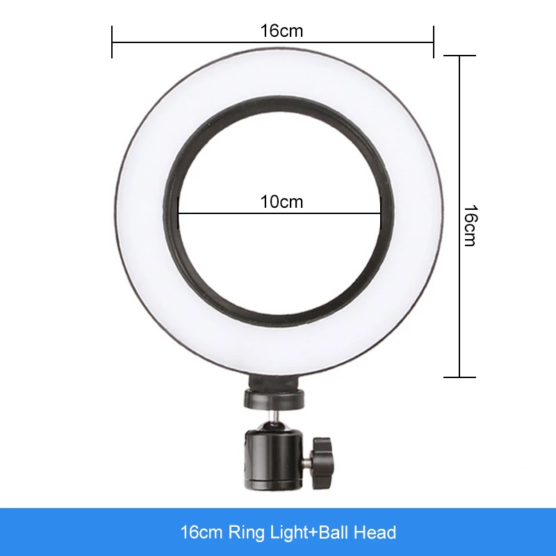 Светодиодный кольцевой светильник с регулируемой яркостью для студийной камеры, фото-телефон, видео-светильник с штативами, селфи-палка, кольцевой Настольный заполняющий светильник для Canon - Цвет: Черный