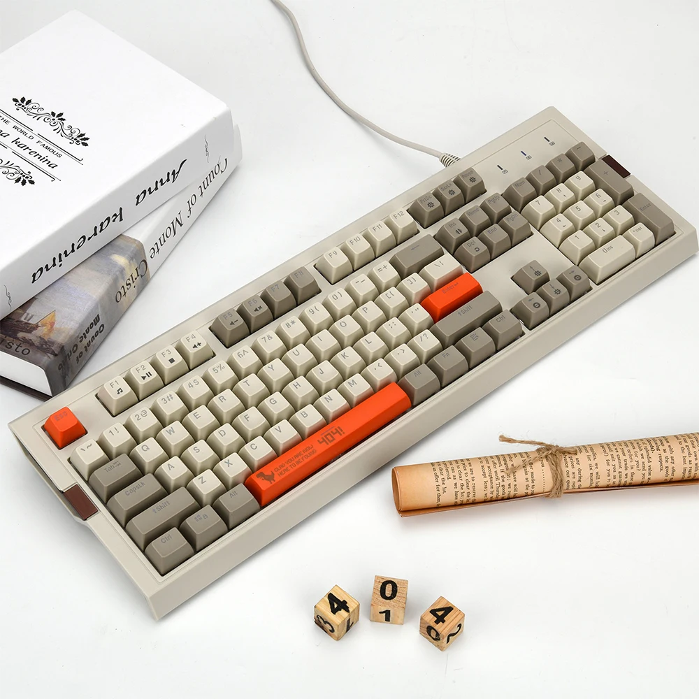 Ajazz AK510 104 Keys Mechanical Keyboard Retro Gaming Keyboard RGB Backlight Wired Keyboard Two-col