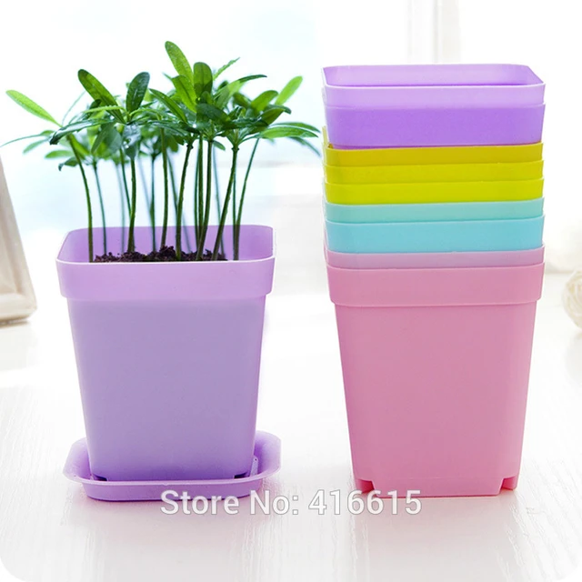 Wholesale Flower Pots Small Plastic Pots Creative Colorful Mini Flower Square Planters 7 Pcs (7 Colors Mixed) - Pot Trays - AliExpress