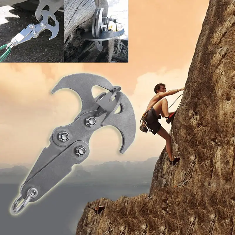 New Style 100% Brand New High Quality Performance Survival Folding Climbing Claw Outdoor Carabiner Towing Grappling Hook