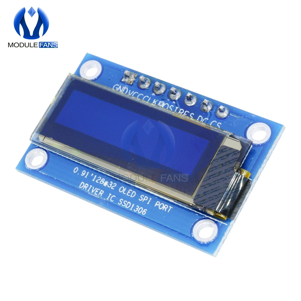 0,91 дюймов SPI 128x32 Белый OLED ЖК-дисплей DIY модуль SSD1306 Драйвер IC DC 3,3 V-5 V для Arduino PIC 0,91''