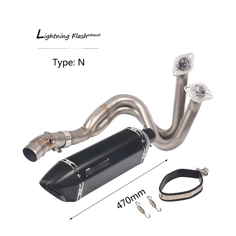 For- Kawasaki Z650 Ninja 650 Exhaust System Motorcycle Header Mid Link Pipe Slip On 51 mm Escape Exhaust Pipe