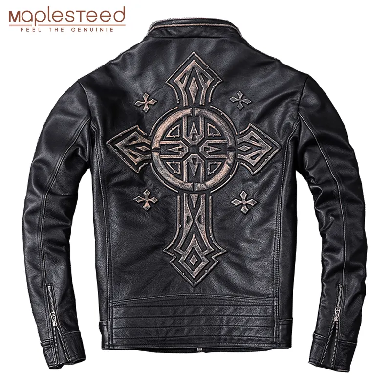 Veste de moto en cuir vintage pour homme M202, vestes déchirées pour hommes, manteaux, 100% en peau de vache naturelle, taille asiatique, automne