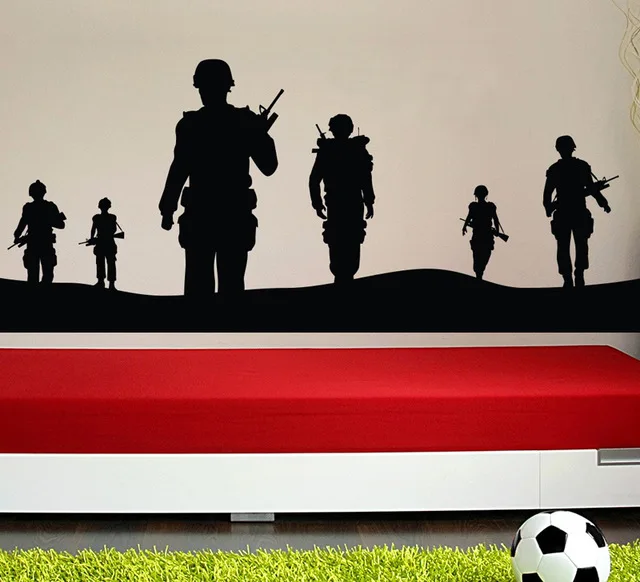 Several Army Soldiers Wall Decal Vinyl Art Home Decor Mural Military