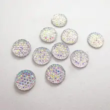 150 шт AB прозрачные и украшением в виде кристалла радужные круглый самоцвет Decoden со стразами; на заклепках; ботфорты до кабошонов для ювелирных изделий, декор 12 мм DIY искусство из прозрачного пластика