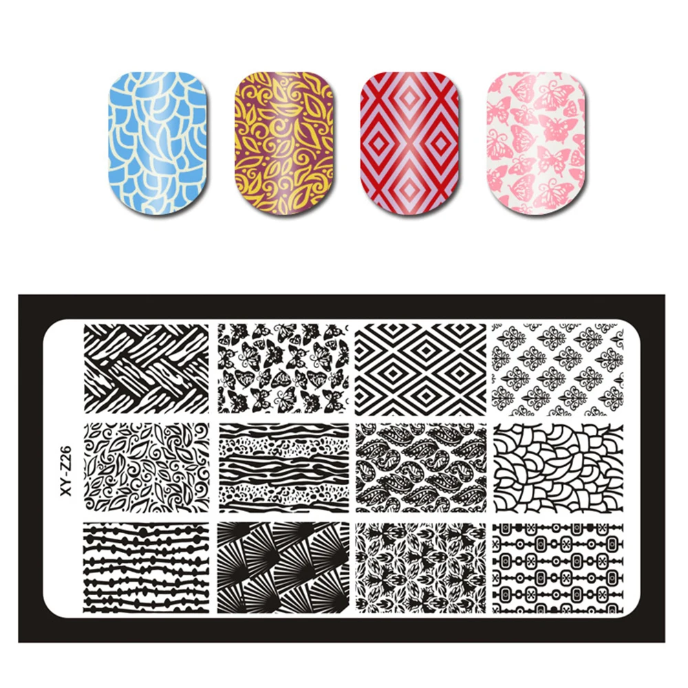 

Nail Art Stamp Stamping Templates Stamper Scraper - 1 Manicure Plates + 1 Polish Stamper Combination/single