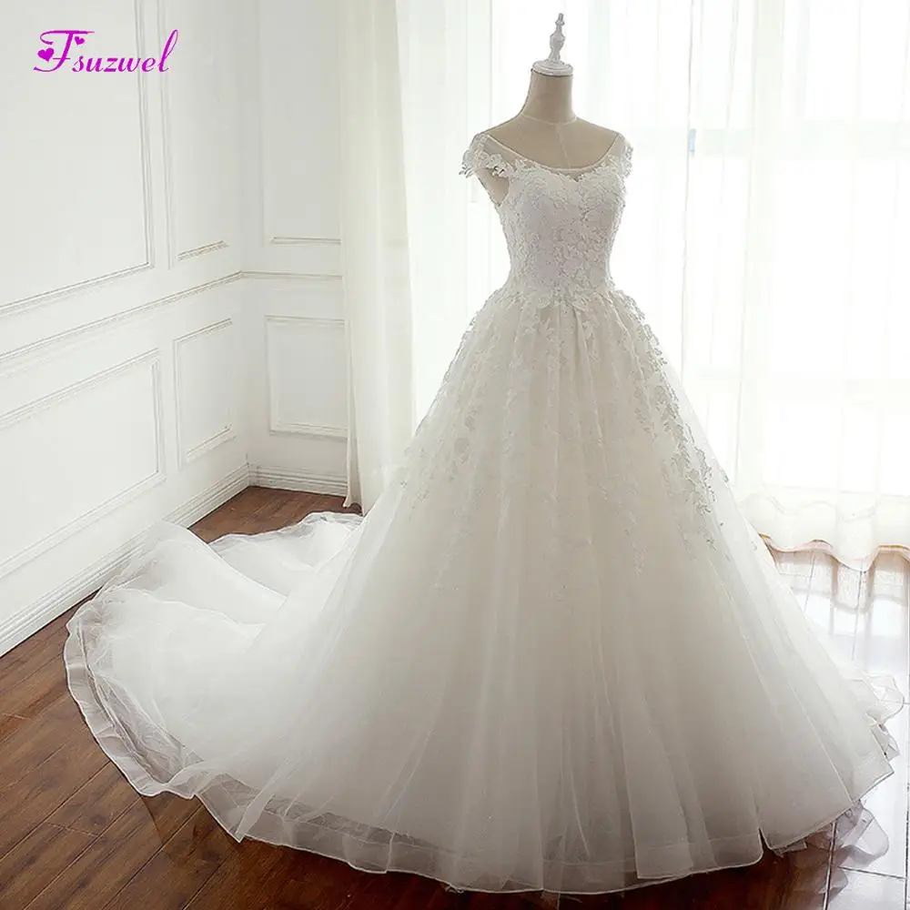 Fsuzwel Robe De Mariage свадебное платье принцессы на шнуровке с глубоким вырезом изящное