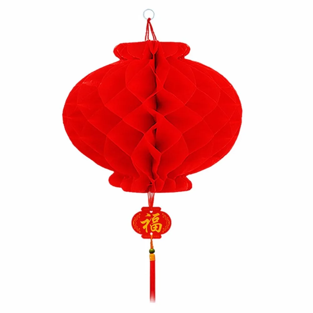 

Big Red Honeycomb Hanging Lantern Thickened Wedding Party Birthday Decoration Spring Festival Christmas Ornament for Sales