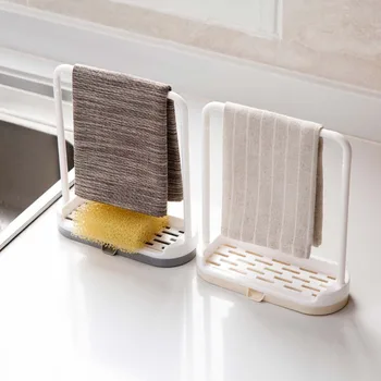 

OTHERHOUSE Towel Sponge Soap Holder Drain Storage Rack Shelf Rag Dishcloth Hanging Rack Kitchen Bathroom Sink Desktop Organizer