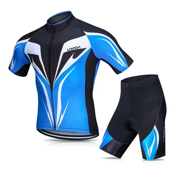 

Lixada Men's Cycling Jersey Set Quick-Dry Cycling Shorts Sleeve Biking Shirt with Gel Padded Shorts MTB Bike Clothing Set