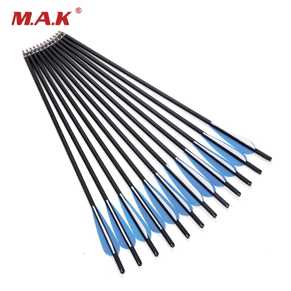 

12pcs/lot 20 Inches Mixed Carbon Arrows Archery Hunting OD 8.8 mm Crossbow Bolt Arrows with 4" Vanes and Changeable Arrowheads