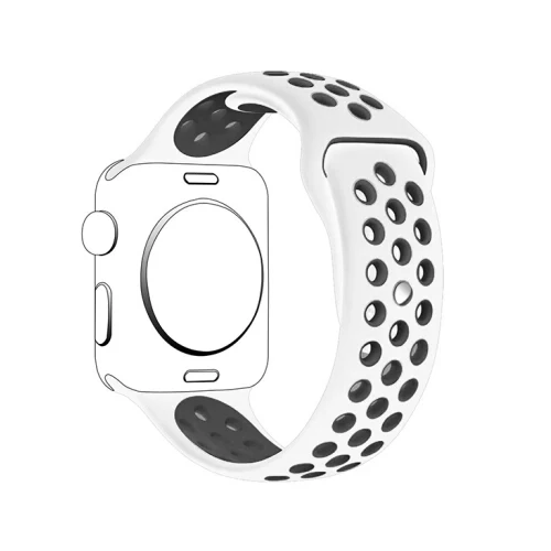 Спортивный силиконовый ремешок для apple watch группа 4 5 44 мм 40 мм, 42 мм, 38 мм, версия наручных часов iwatch, 5/4/3/2/1 ремень браслет резиновый ремешок для часов аксессуары - Цвет ремешка: white black 2