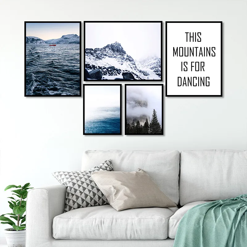 

Hot sale Nordic style Black alphabet seawater tree Art Canvas Poster and Print Canvas Painting Decorative Wall Decor P0096