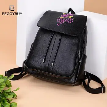 

Fashion Ladies Litchi Pattern Travel Backpacks Women School Bags Casual Large Capacity Knapsack PU Leather Preppy Style Rucksack