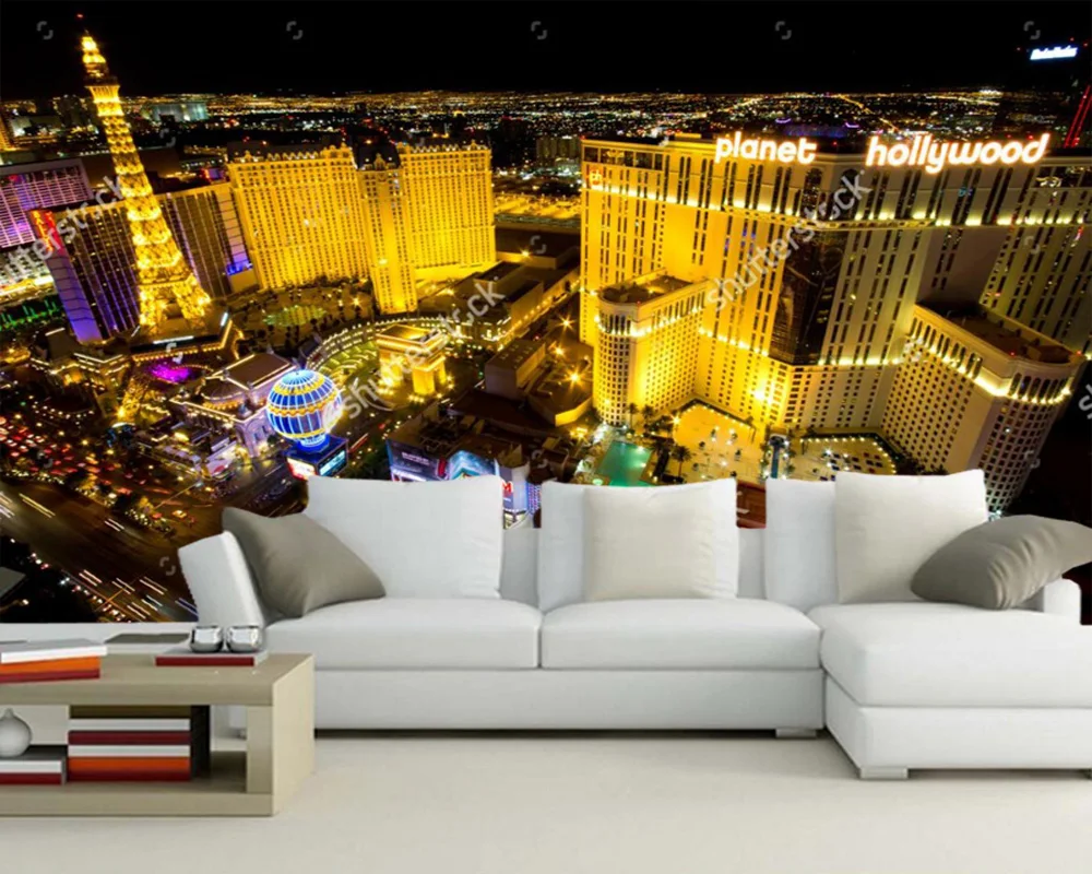 Custom City wallpaper,LAS VEGAS,3D photo murals for the living room bedroom  restaurant wall waterproof papel de parede - AliExpress