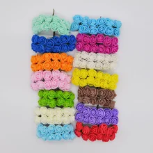 36/72/144pcs 2cm Mini Foam Rose Artificial Flower Bouquet Wedding Birthday Party Box Decoration Home Decorative Wreath Supplies