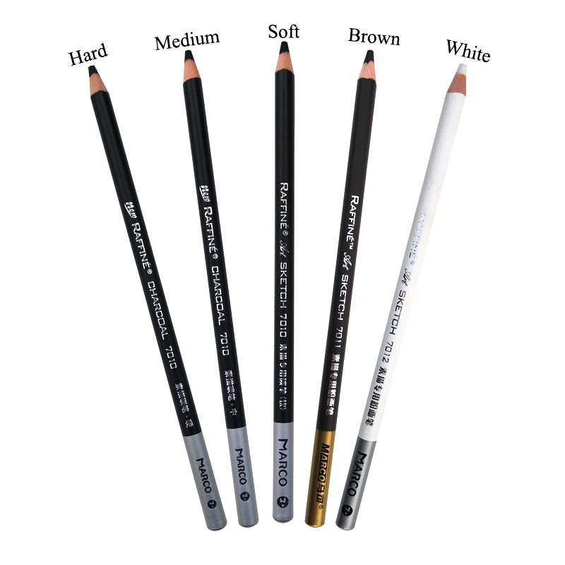 Марко Раффин профессиональные Угольные карандаши для рисования, набор карандашей для рисования, твердые/Средние/мягкие Угольные карандаши, товары для рукоделия - Цвет: 5 Charcoals