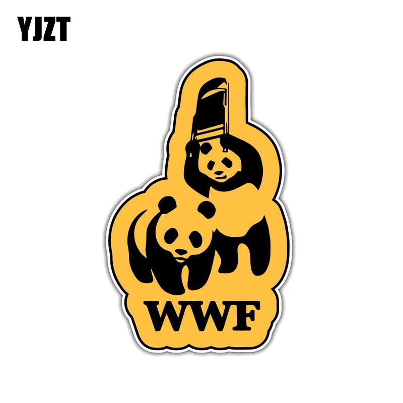 

YJZT 9CM*14.4CM Personality Car Sticker PVC Reflective WWF Panda Decal 12-1346