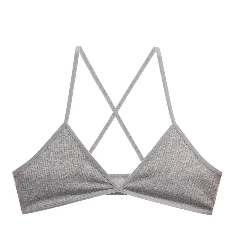 Bralette Bra Beauty Cross Back Triangle Cup Wireless Women Top Black Grey White Comfortable Simple Female Lingerie