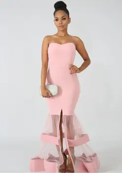 

Black Pink Red Mesh Back Maxi Party Dress 2018 Sexy Club Women Bodycon Summer Dresses Girl Strapless Slim Long Dress FZ-6