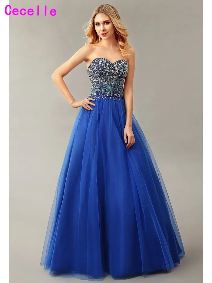 Real Royal Bola Biru Gaun Tulle Gaun 