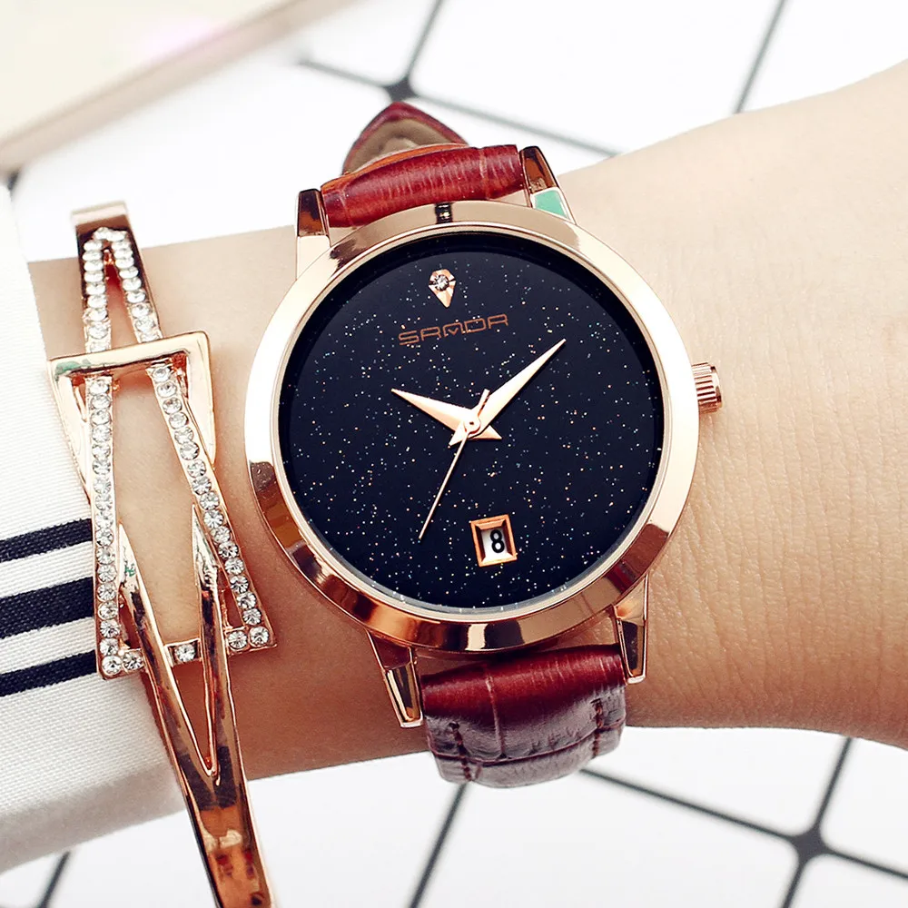 

Hot sale Luxury Fashion Leather Band Analog Quartz Round Wrist Watch Watches In stock Dropshipping