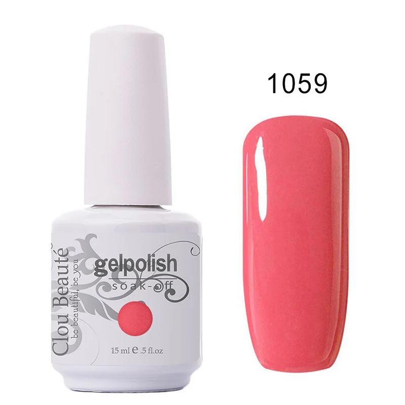Clou Beaute 15 мл гель блестящая основа и топ цвет УФ гель для перманентного снятия ногтей розовый красный гель лак дизайн лак для ногтей маникюр - Цвет: 1059