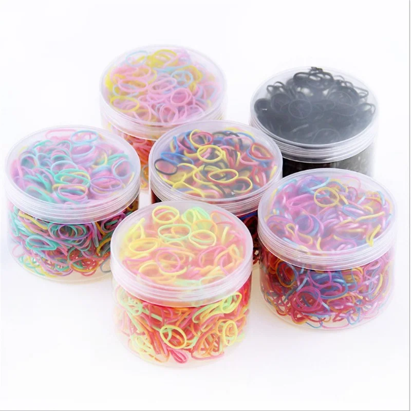 800Pcs/Lot Mini Elastic Hair Bands Hair Accessories Gift Box Set Candy Color Disposable Rubber Band Cute Hair Bands for Girls