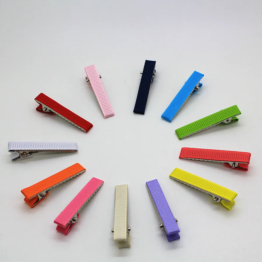 

H92 ( 50 pcs/lot ) Ribbon Covered Girl Duckbill Hair Clips For DIY Hair Accessory Ribbon Lined Alligator Clip For Hair Flowers