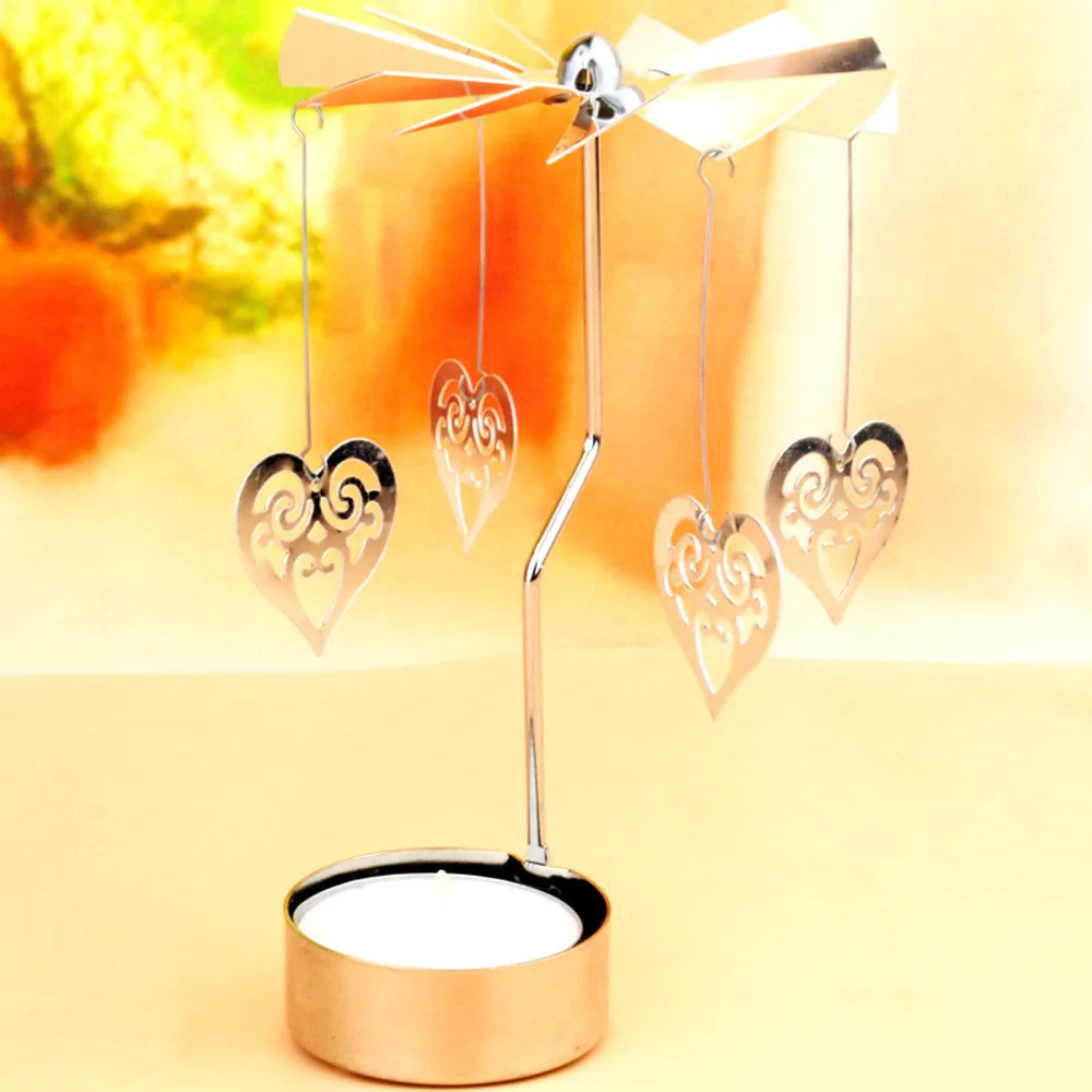 Rotating Metal Carousel Tea Light Candle Holder Candelabrum Xmas Romantic Hotin Candle Holders