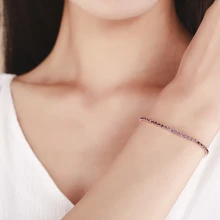 Тонкий фиолетовые кристаллы теннисная цепочка браслет крошечный Braceletes для девочек Для женщин желтого золота Цвет Jewelry колье bracciali Donna pulsera