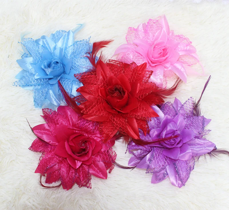 

Big flower Feather Fascinator Flapper Headband Colors Headwear Hair Accessories Clip Brooch Wedding Hairpin BD001