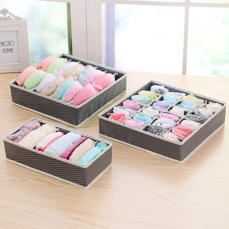 

5 Colors Home Storage Container Nonwoven Boxes Drawer Divider Lidded Closet Box For Ties Socks Bra Underwear Organizer